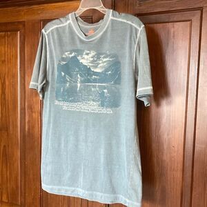 Northwest Territory T-Shirt Blue Fishing Mountain Tee Shirt Short Sleeve Sz S